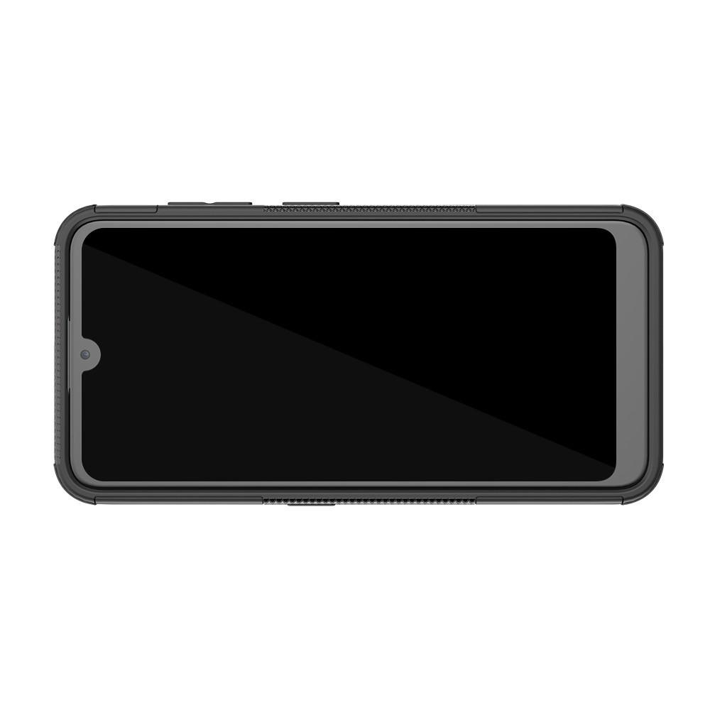 Двухкомпонентный Противоскользящий Гибридный Противоударный Чехол для Nokia 3.2 с Подставкой Черный