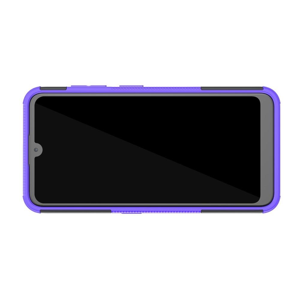 Двухкомпонентный Противоскользящий Гибридный Противоударный Чехол для Nokia 3.2 с Подставкой Фиолетовый