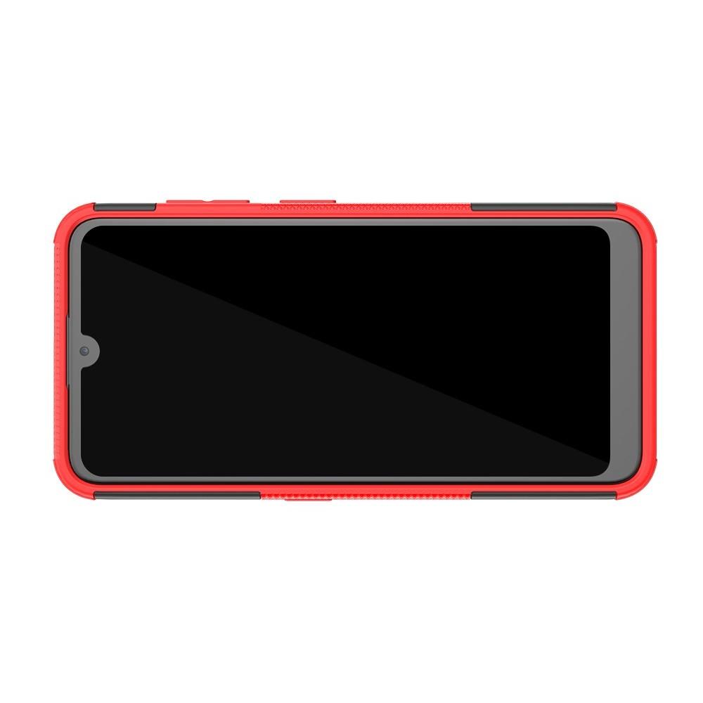 Двухкомпонентный Противоскользящий Гибридный Противоударный Чехол для Nokia 3.2 с Подставкой Красный