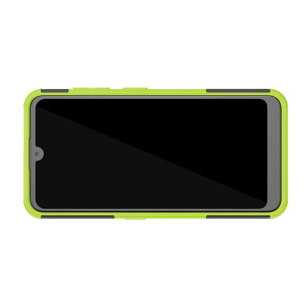 Двухкомпонентный Противоскользящий Гибридный Противоударный Чехол для Nokia 3.2 с Подставкой Зеленый