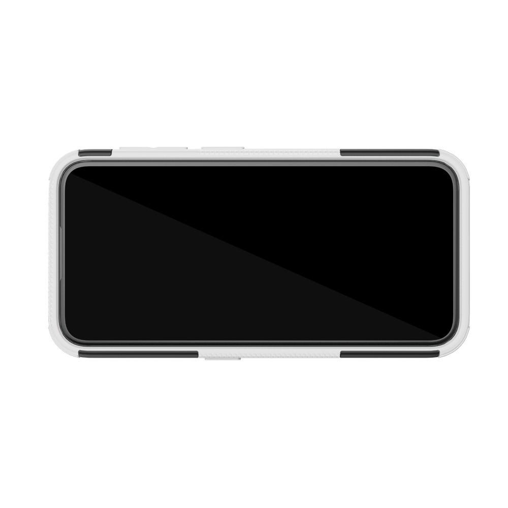 Двухкомпонентный Противоскользящий Гибридный Противоударный Чехол для Nokia 4.2 с Подставкой Белый