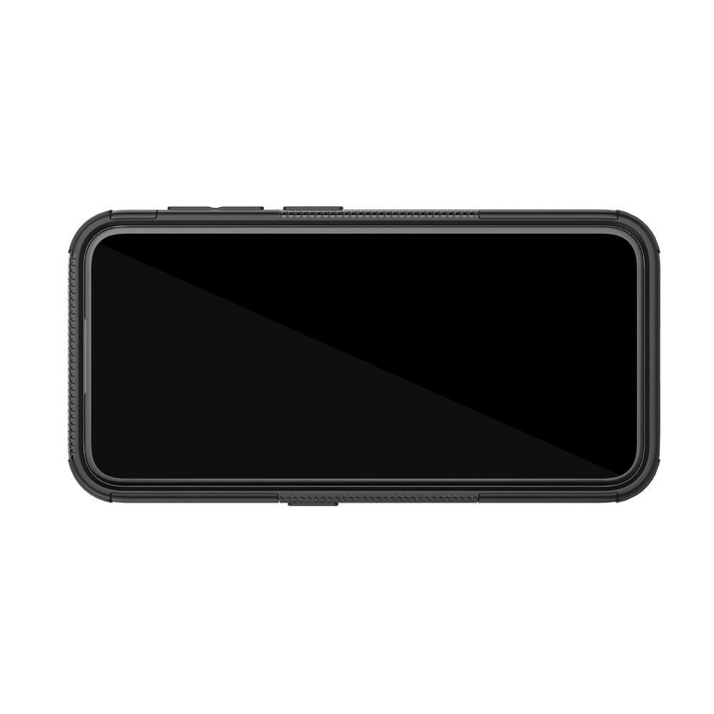 Двухкомпонентный Противоскользящий Гибридный Противоударный Чехол для Nokia 4.2 с Подставкой Черный