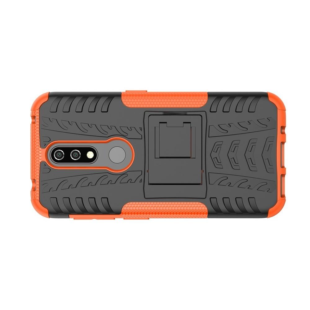 Двухкомпонентный Противоскользящий Гибридный Противоударный Чехол для Nokia 4.2 с Подставкой Оранжевый
