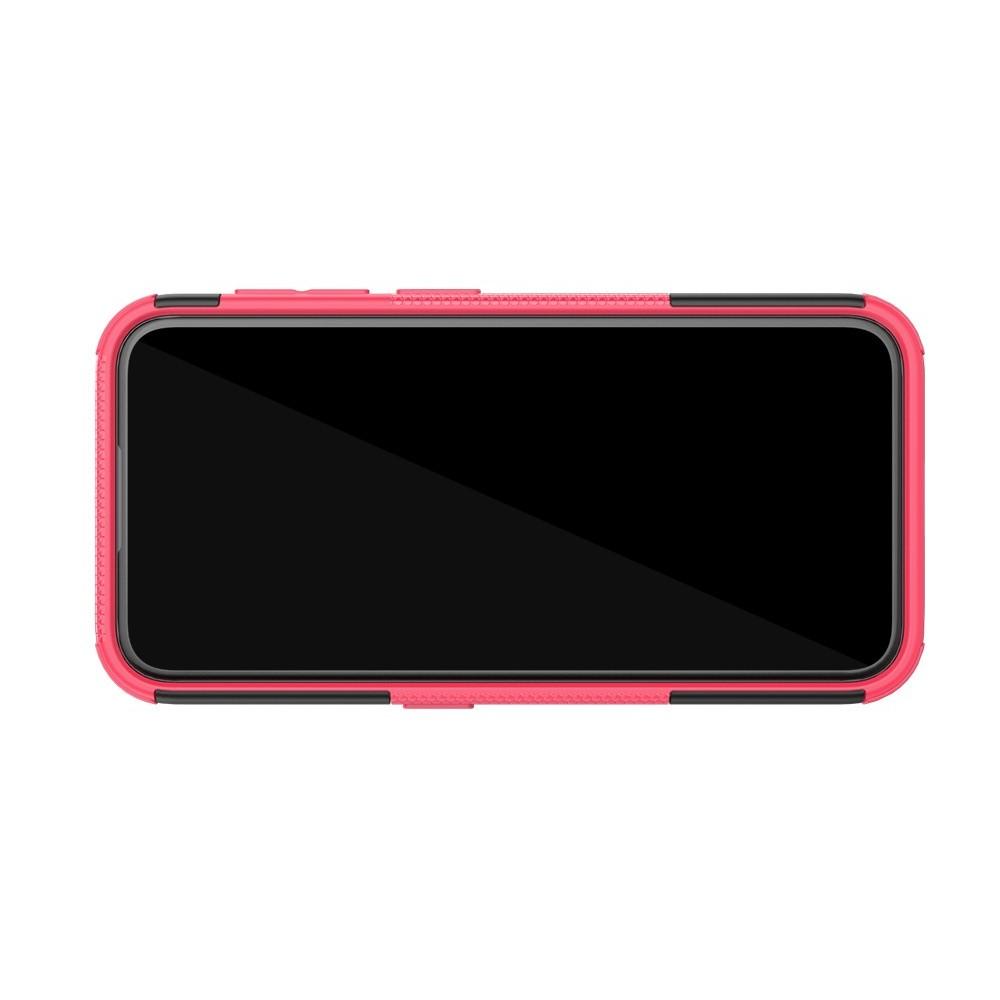 Двухкомпонентный Противоскользящий Гибридный Противоударный Чехол для Nokia 4.2 с Подставкой Розовый