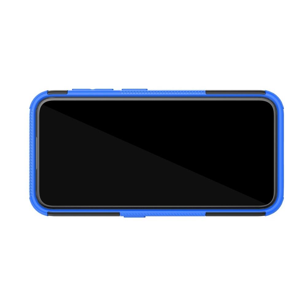 Двухкомпонентный Противоскользящий Гибридный Противоударный Чехол для Nokia 4.2 с Подставкой Синий