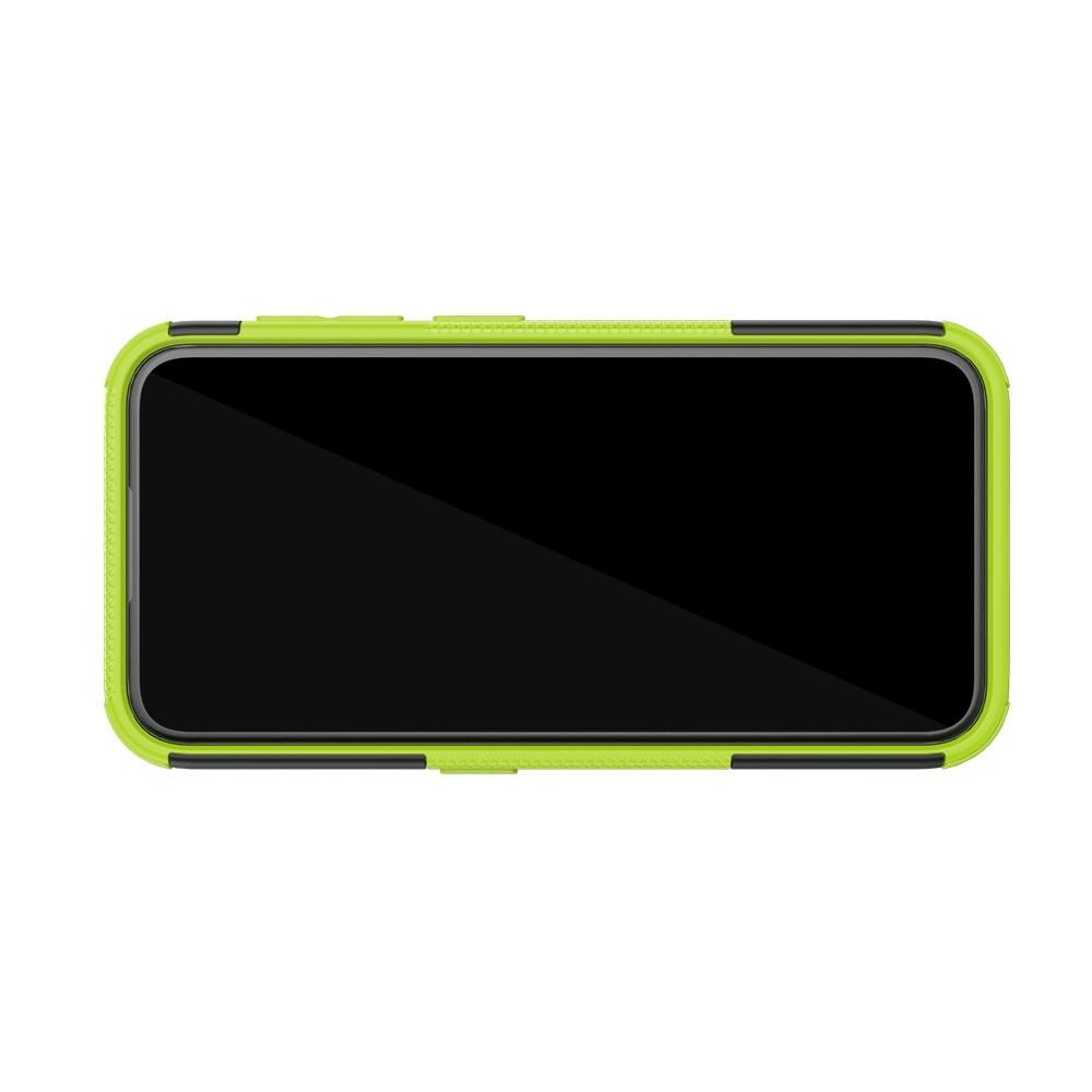 Двухкомпонентный Противоскользящий Гибридный Противоударный Чехол для Nokia 4.2 с Подставкой Зеленый