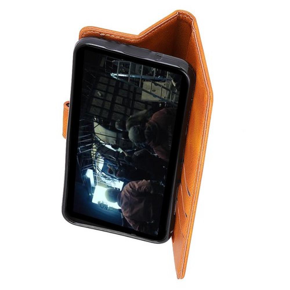 Боковая Чехол Книжка Кошелек с Футляром для Карт и Застежкой Магнитом для Samsung Galaxy J6+ Коричневый