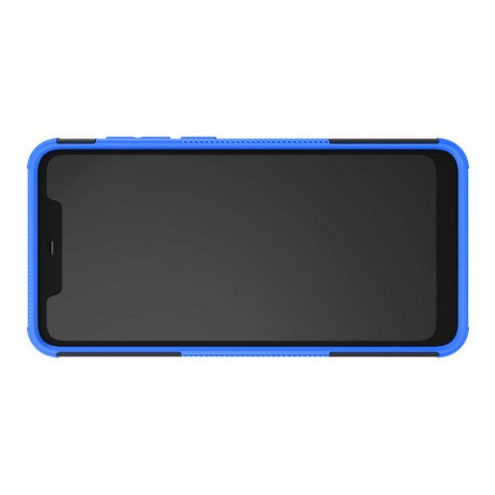 Двухкомпонентный Противоскользящий Гибридный Противоударный Чехол для Nokia 5.1 Plus с Подставкой Синий