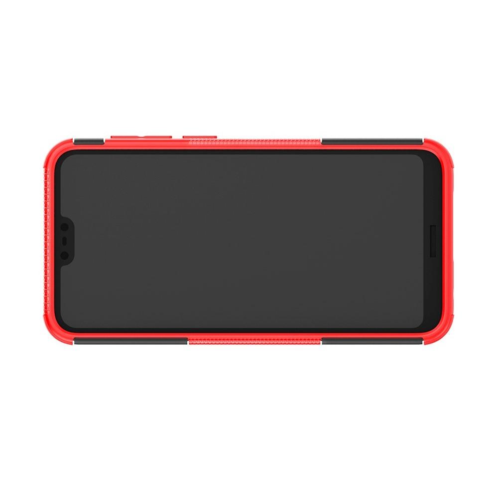 Двухкомпонентный Противоскользящий Гибридный Противоударный Чехол для Nokia 6.1 Plus с Подставкой Красный