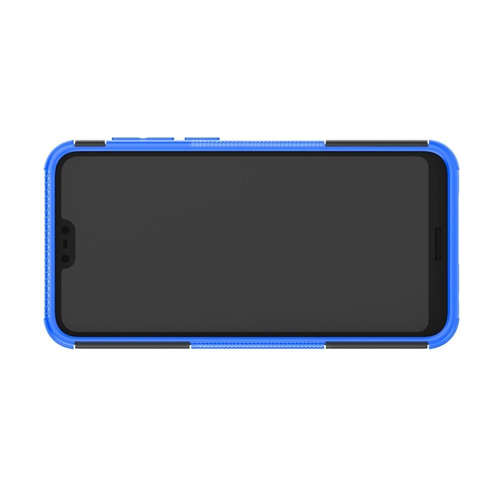 Двухкомпонентный Противоскользящий Гибридный Противоударный Чехол для Nokia 6.1 Plus с Подставкой Синий