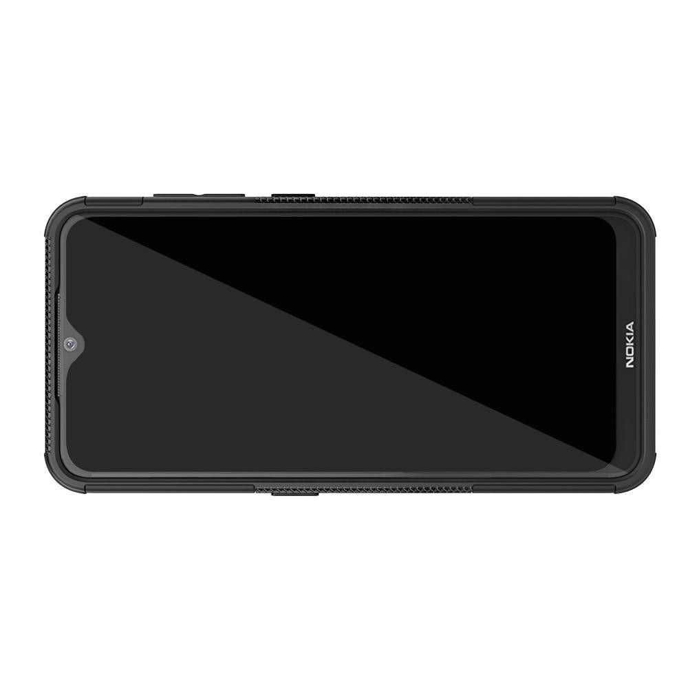 Двухкомпонентный Противоскользящий Гибридный Противоударный Чехол для Nokia 6.2 / 7.2 с Подставкой Черный