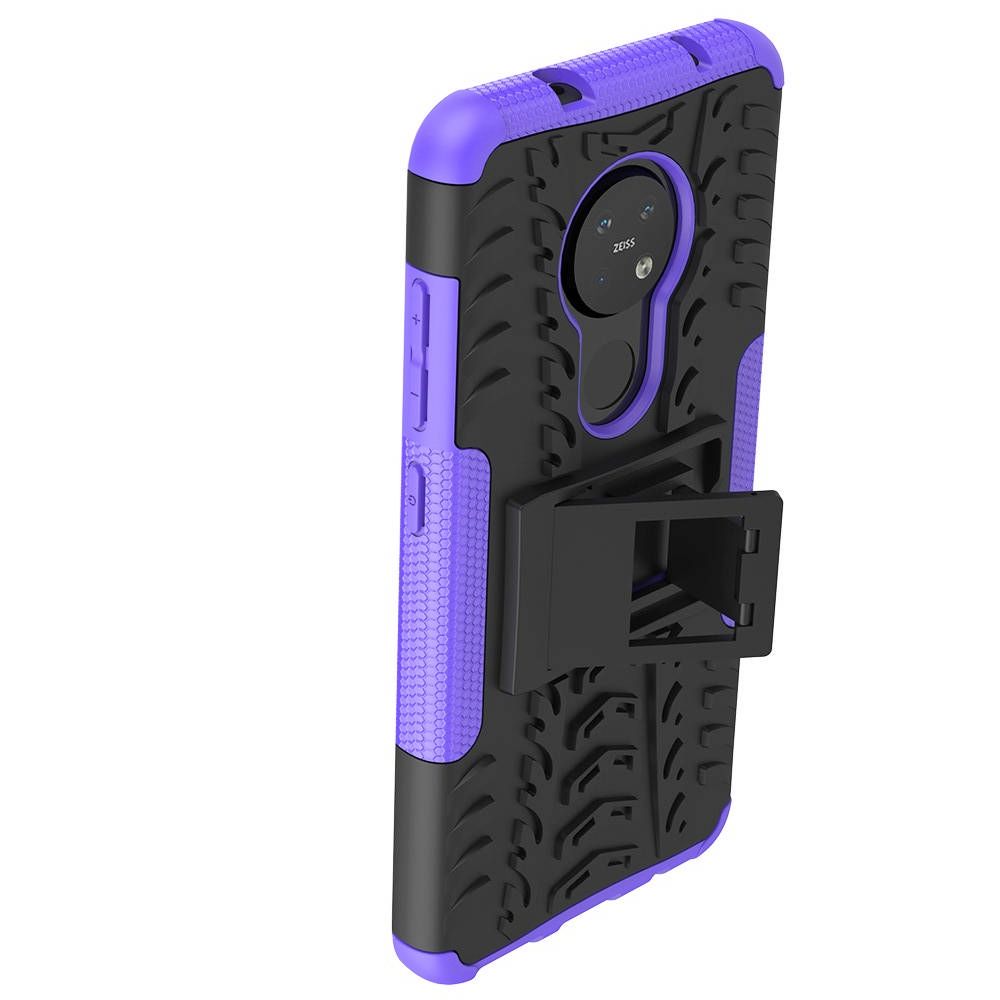 Двухкомпонентный Противоскользящий Гибридный Противоударный Чехол для Nokia 6.2 / 7.2 с Подставкой Фиолетовый