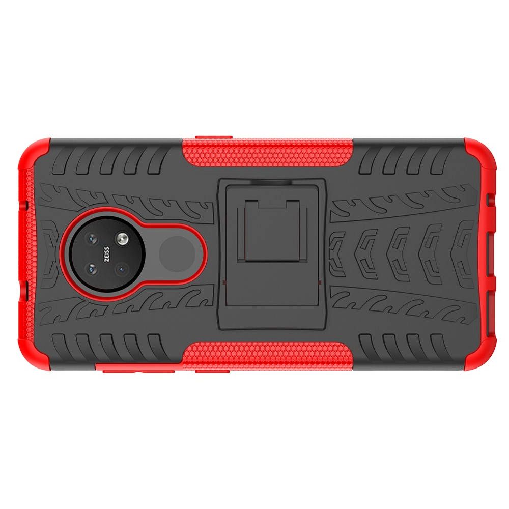 Двухкомпонентный Противоскользящий Гибридный Противоударный Чехол для Nokia 6.2 / 7.2 с Подставкой Красный