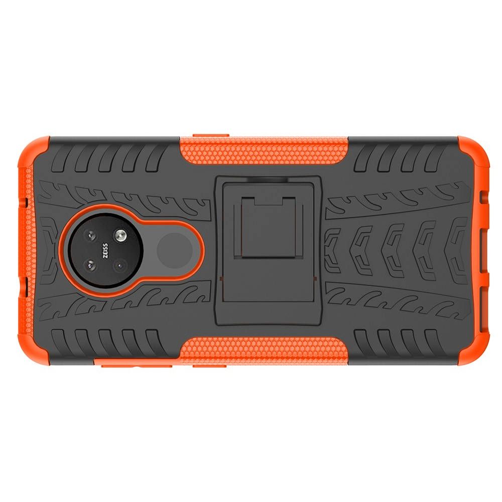 Двухкомпонентный Противоскользящий Гибридный Противоударный Чехол для Nokia 6.2 / 7.2  с Подставкой Оранжевый