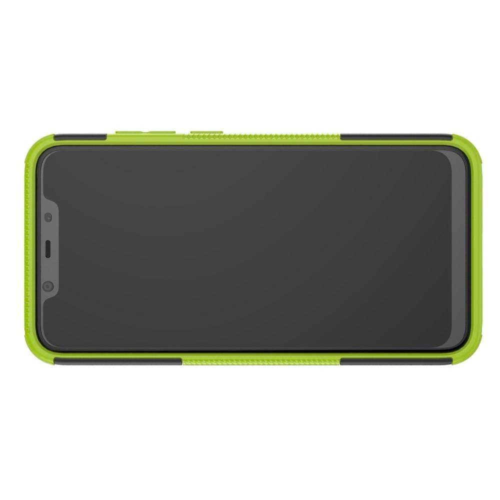 Двухкомпонентный Противоскользящий Гибридный Противоударный Чехол для Nokia 8.1 с Подставкой Зеленый