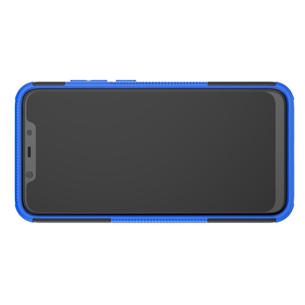 Двухкомпонентный Противоскользящий Гибридный Противоударный Чехол для Nokia 8.1 с Подставкой Синий
