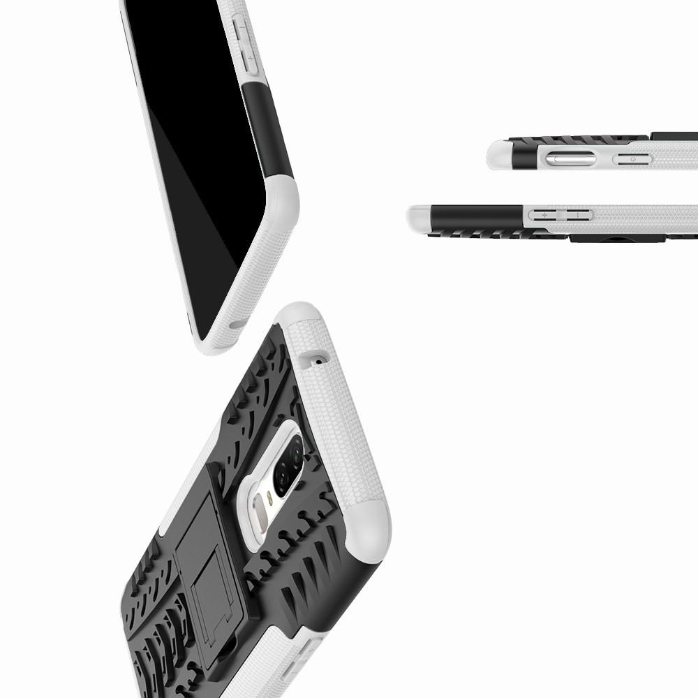 Двухкомпонентный Противоскользящий Гибридный Противоударный Чехол для OnePlus 6 с Подставкой Белый