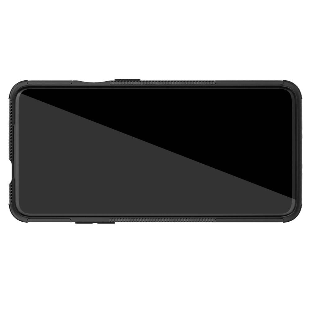 Двухкомпонентный Противоскользящий Гибридный Противоударный Чехол для OnePlus 7T Pro с Подставкой Черный