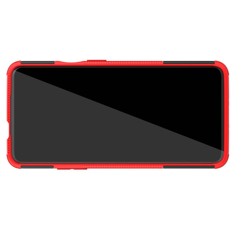 Двухкомпонентный Противоскользящий Гибридный Противоударный Чехол для OnePlus 7T Pro с Подставкой Красный