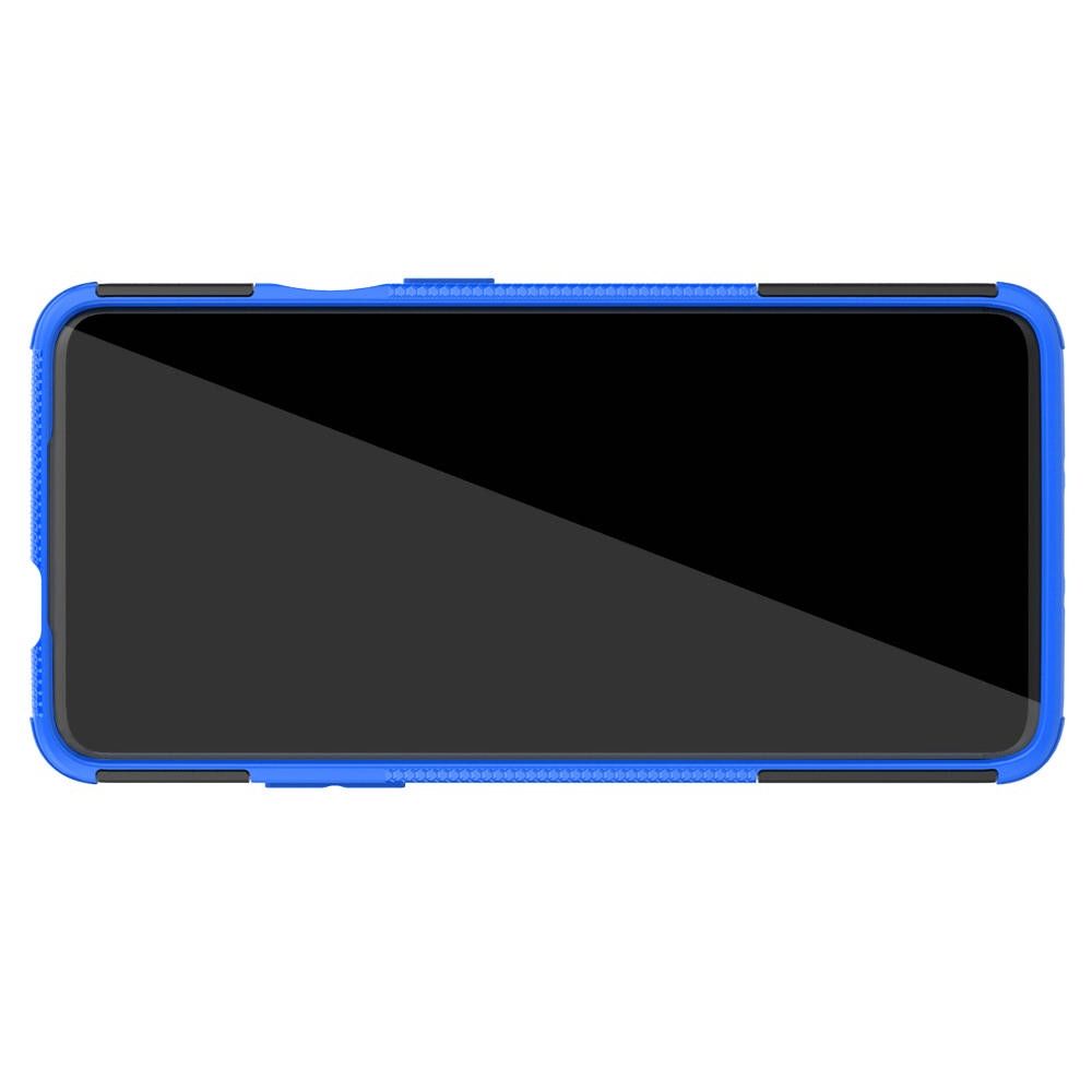 Двухкомпонентный Противоскользящий Гибридный Противоударный Чехол для OnePlus 7T Pro с Подставкой Синий