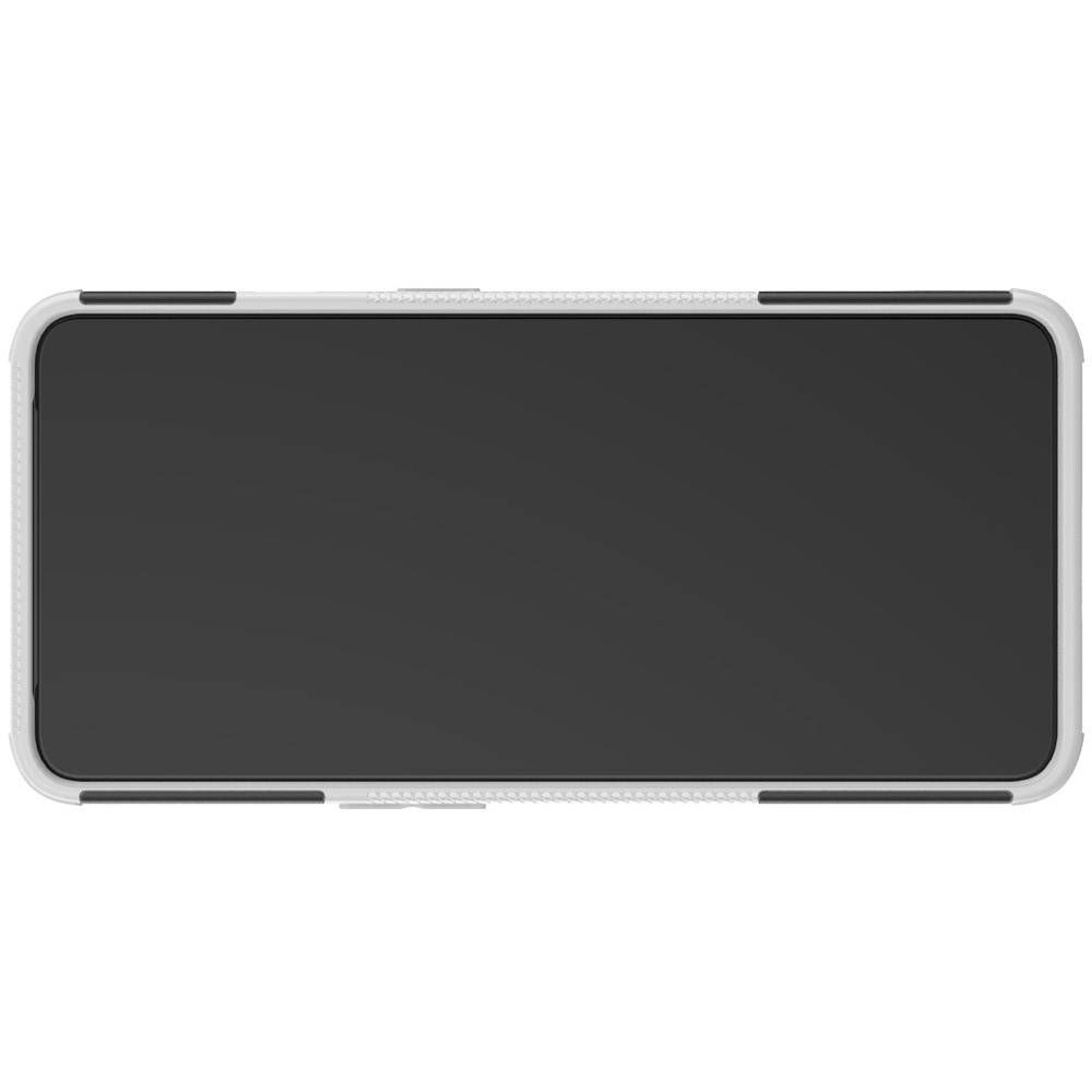 Двухкомпонентный Противоскользящий Гибридный Противоударный Чехол для OnePlus 7T с Подставкой Белый