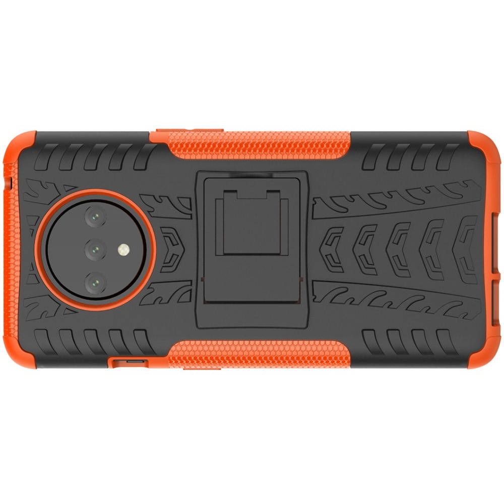 Двухкомпонентный Противоскользящий Гибридный Противоударный Чехол для OnePlus 7T с Подставкой Оранжевый