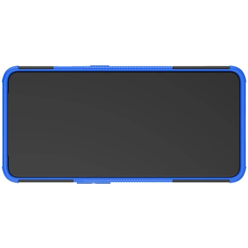 Двухкомпонентный Противоскользящий Гибридный Противоударный Чехол для OnePlus 7T с Подставкой Синий