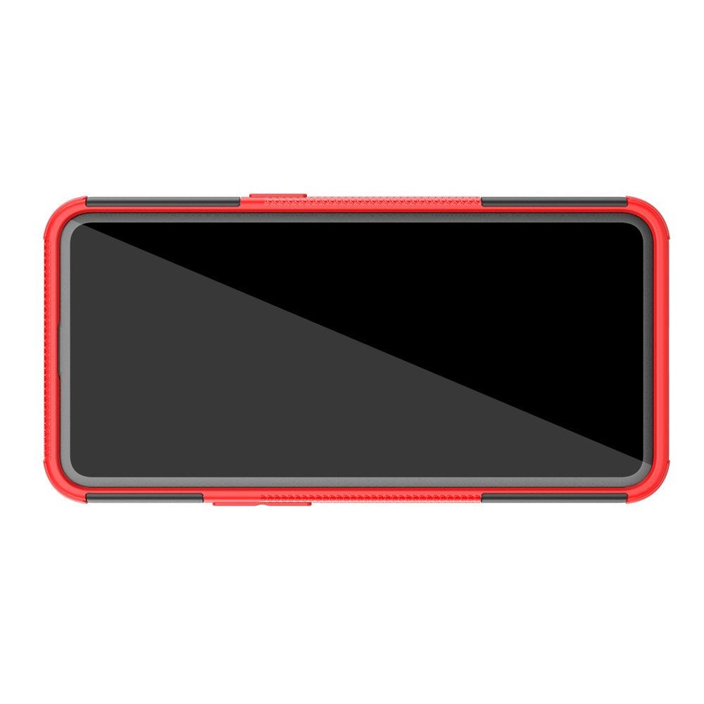 Двухкомпонентный Противоскользящий Гибридный Противоударный Чехол для OPPO Realme 5 Pro с Подставкой Красный
