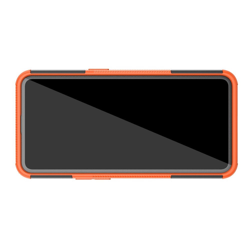 Двухкомпонентный Противоскользящий Гибридный Противоударный Чехол для OPPO Realme 5 Pro с Подставкой Оранжевый