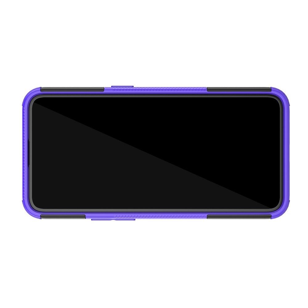 Двухкомпонентный Противоскользящий Гибридный Противоударный Чехол для OPPO Realme C2 с Подставкой Фиолетовый