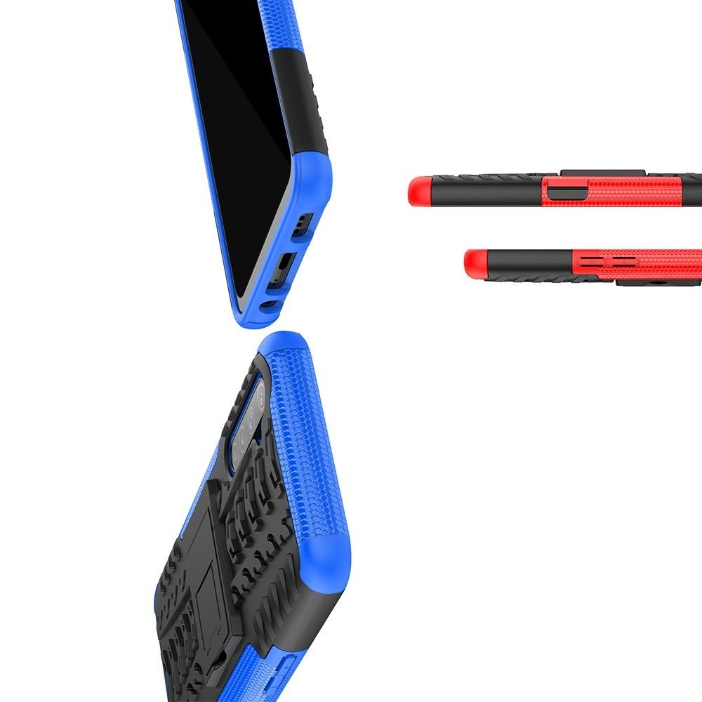 Двухкомпонентный Противоскользящий Гибридный Противоударный Чехол для Realme 6 с Подставкой Черный