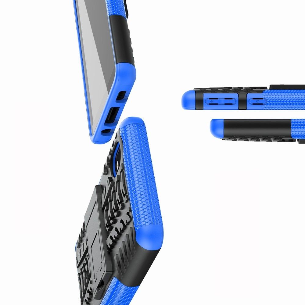 Двухкомпонентный Противоскользящий Гибридный Противоударный Чехол для Samsung Galaxy A01 Core с Подставкой Черный