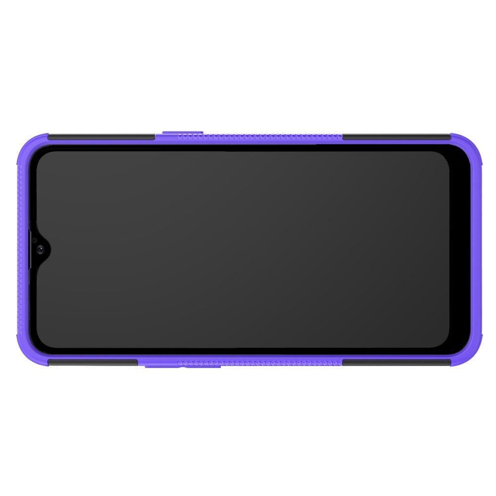 Двухкомпонентный Противоскользящий Гибридный Противоударный Чехол для Samsung Galaxy A10s с Подставкой Фиолетовый