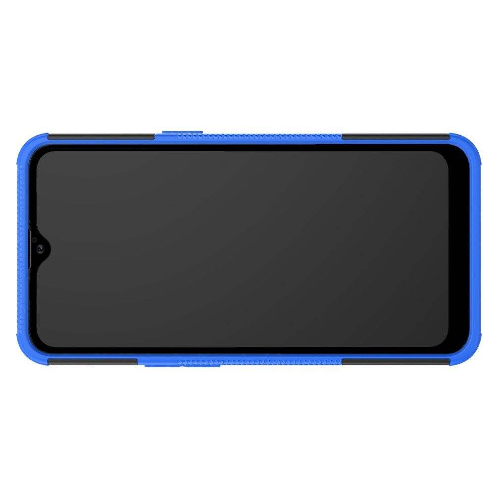Двухкомпонентный Противоскользящий Гибридный Противоударный Чехол для Samsung Galaxy A10s с Подставкой Синий