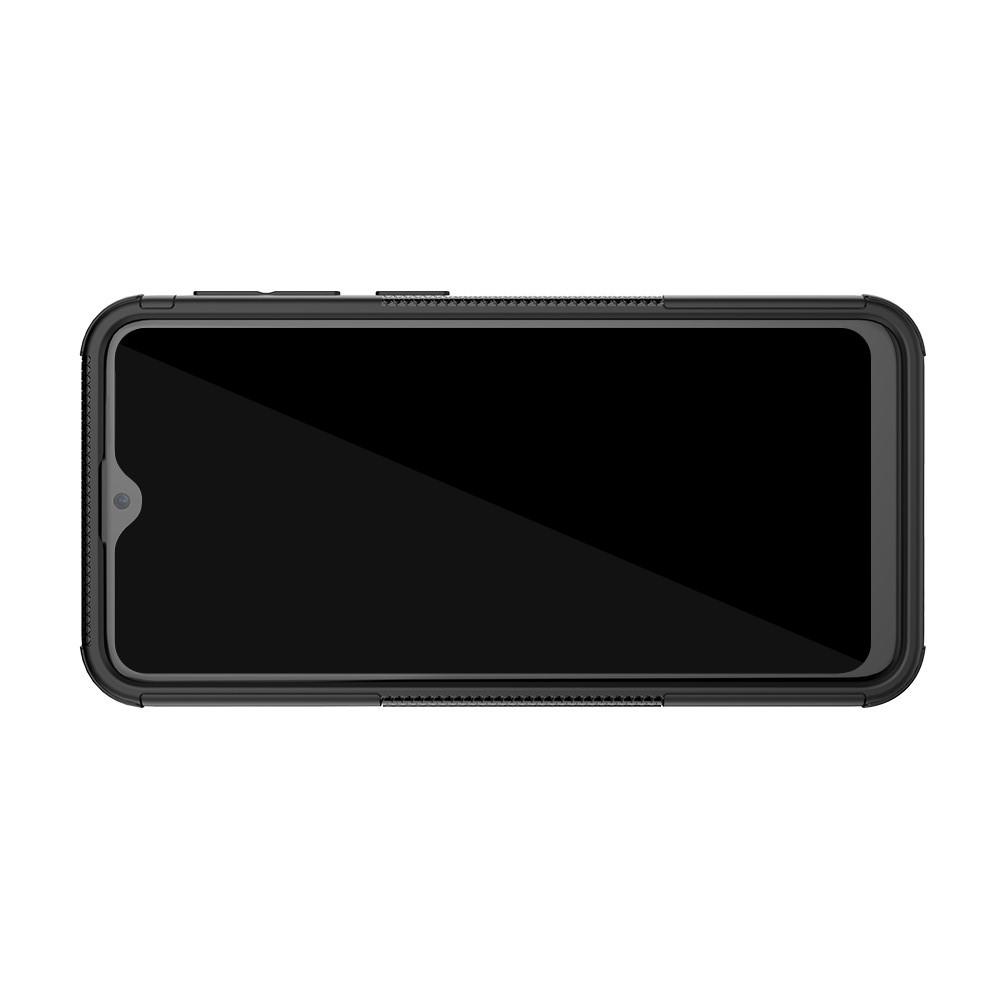 Двухкомпонентный Противоскользящий Гибридный Противоударный Чехол для Samsung Galaxy A20e с Подставкой Черный
