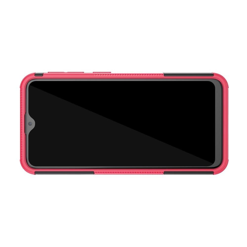Двухкомпонентный Противоскользящий Гибридный Противоударный Чехол для Samsung Galaxy A20e с Подставкой Розовый