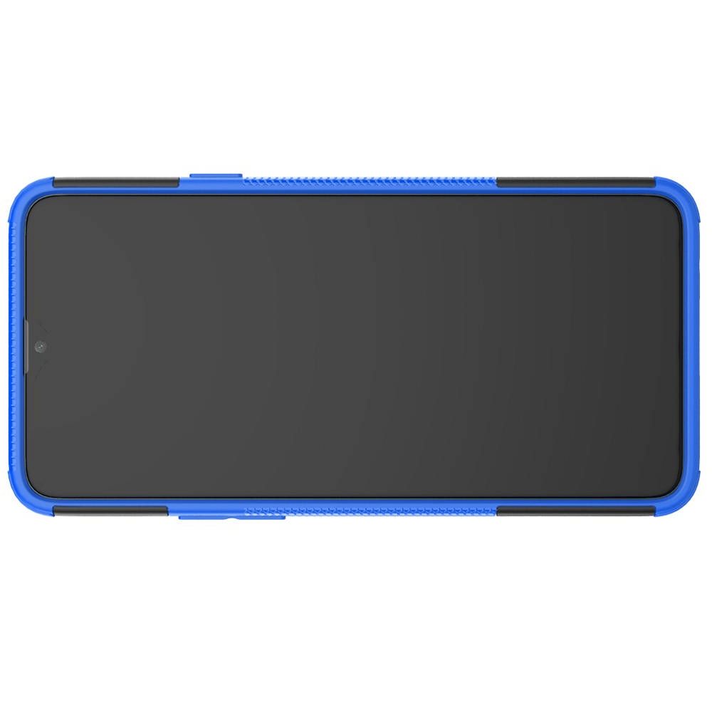 Двухкомпонентный Противоскользящий Гибридный Противоударный Чехол для Samsung Galaxy A20s с Подставкой Синий