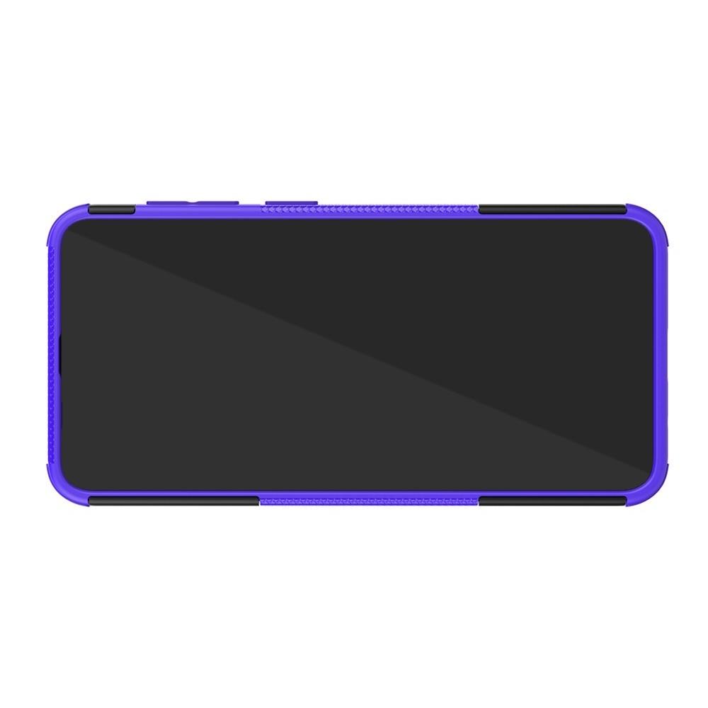 Двухкомпонентный Противоскользящий Гибридный Противоударный Чехол для Samsung Galaxy A30 / A20 с Подставкой Фиолетовый