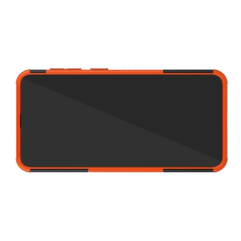 Двухкомпонентный Противоскользящий Гибридный Противоударный Чехол для Samsung Galaxy A30 / A20 с Подставкой Оранжевый