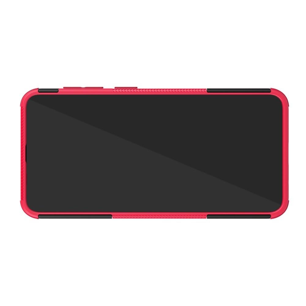 Двухкомпонентный Противоскользящий Гибридный Противоударный Чехол для Samsung Galaxy A30 / A20 с Подставкой Розовый
