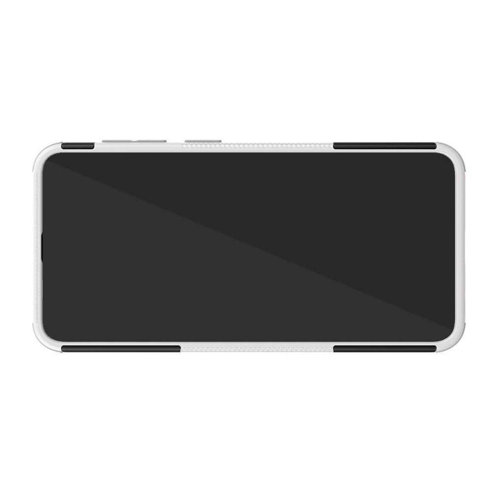 Двухкомпонентный Противоскользящий Гибридный Противоударный Чехол для Samsung Galaxy A30 / A20 с Подставкой Белый
