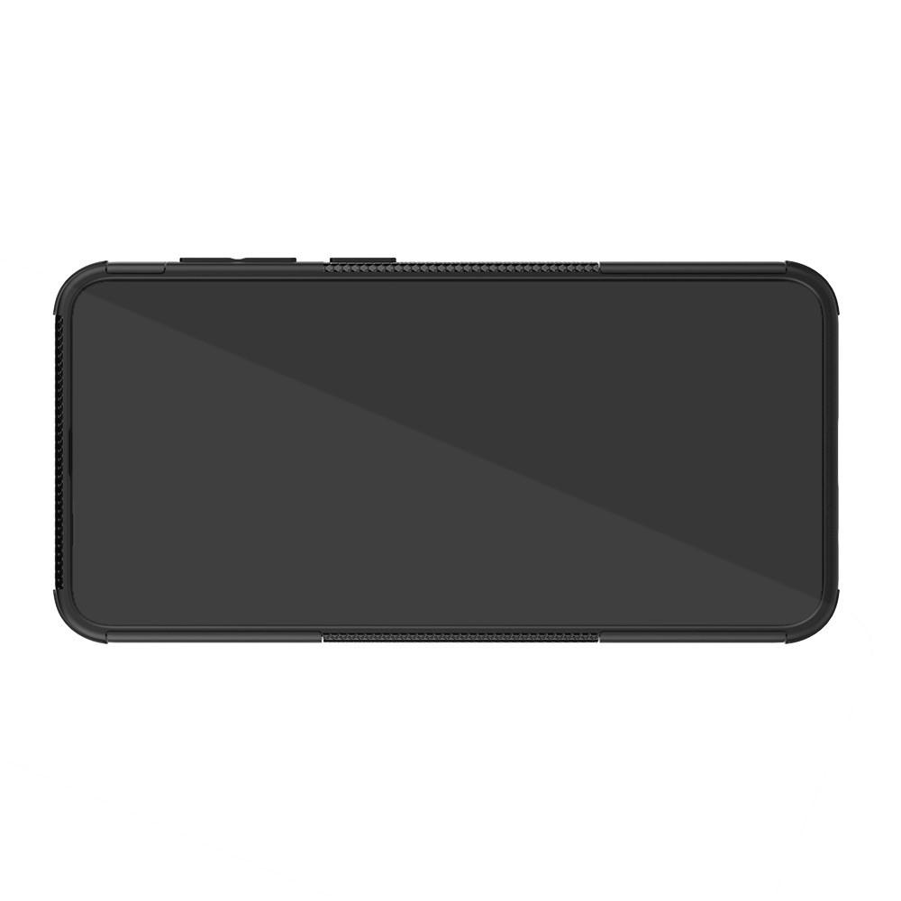 Двухкомпонентный Противоскользящий Гибридный Противоударный Чехол для Samsung Galaxy A30 / A20 с Подставкой Черный