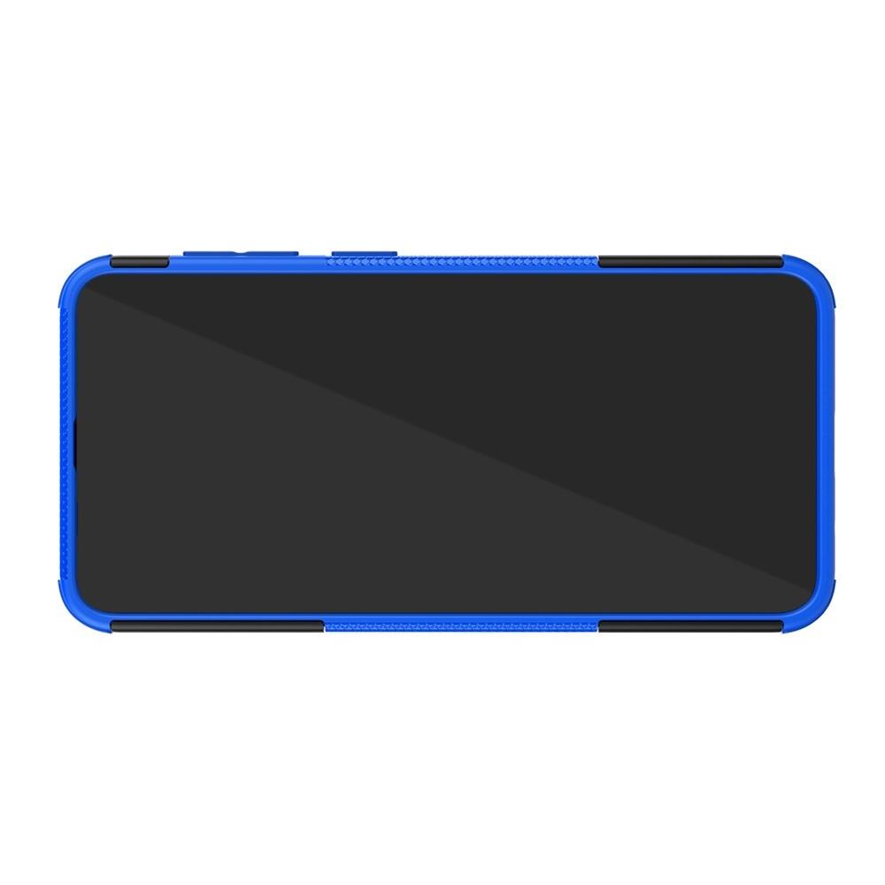 Двухкомпонентный Противоскользящий Гибридный Противоударный Чехол для Samsung Galaxy A30 / A20 с Подставкой Синий