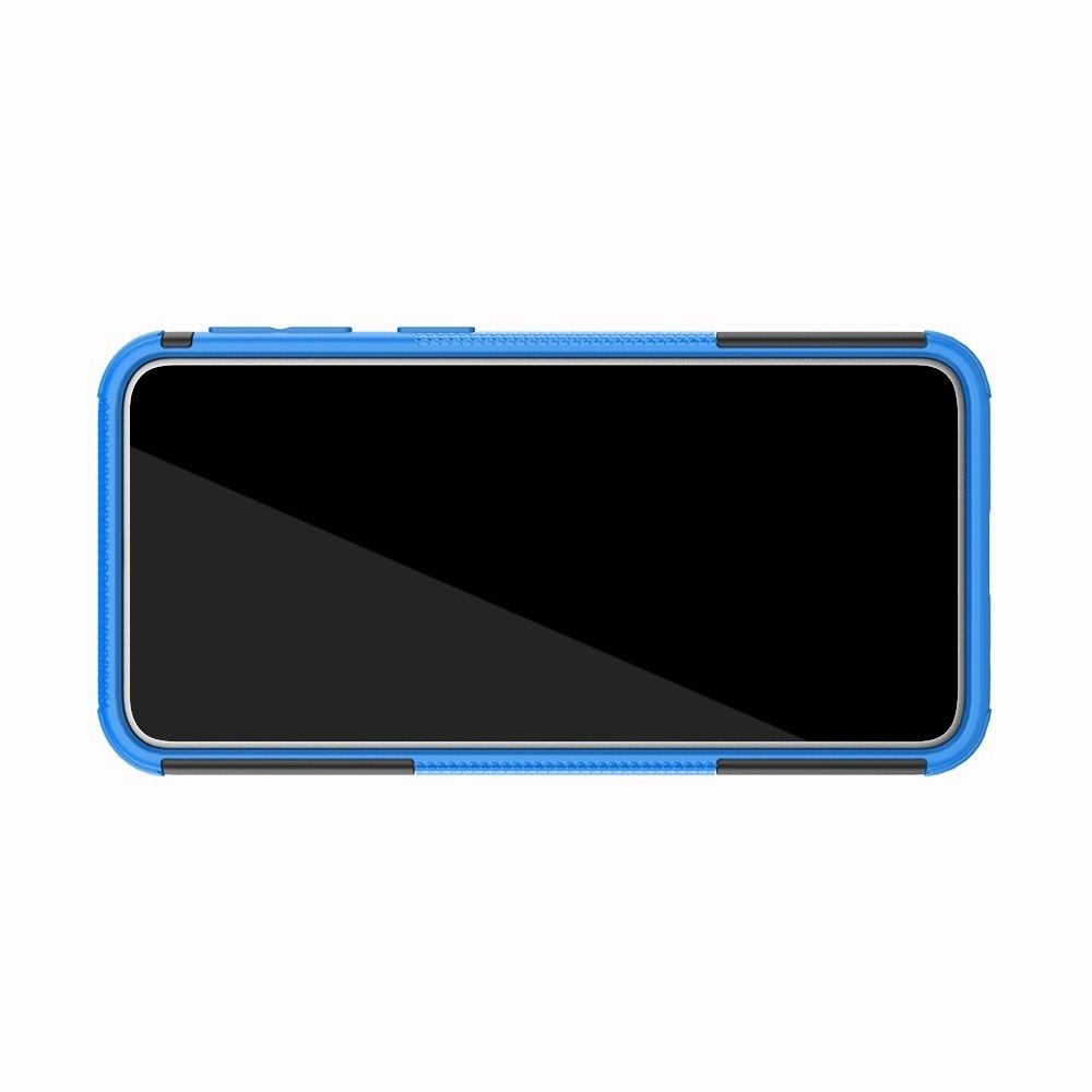 Двухкомпонентный Противоскользящий Гибридный Противоударный Чехол для Samsung Galaxy A40 с Подставкой Синий