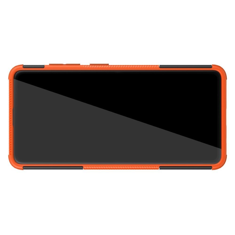 Двухкомпонентный Противоскользящий Гибридный Противоударный Чехол для Samsung Galaxy A51 с Подставкой Оранжевый