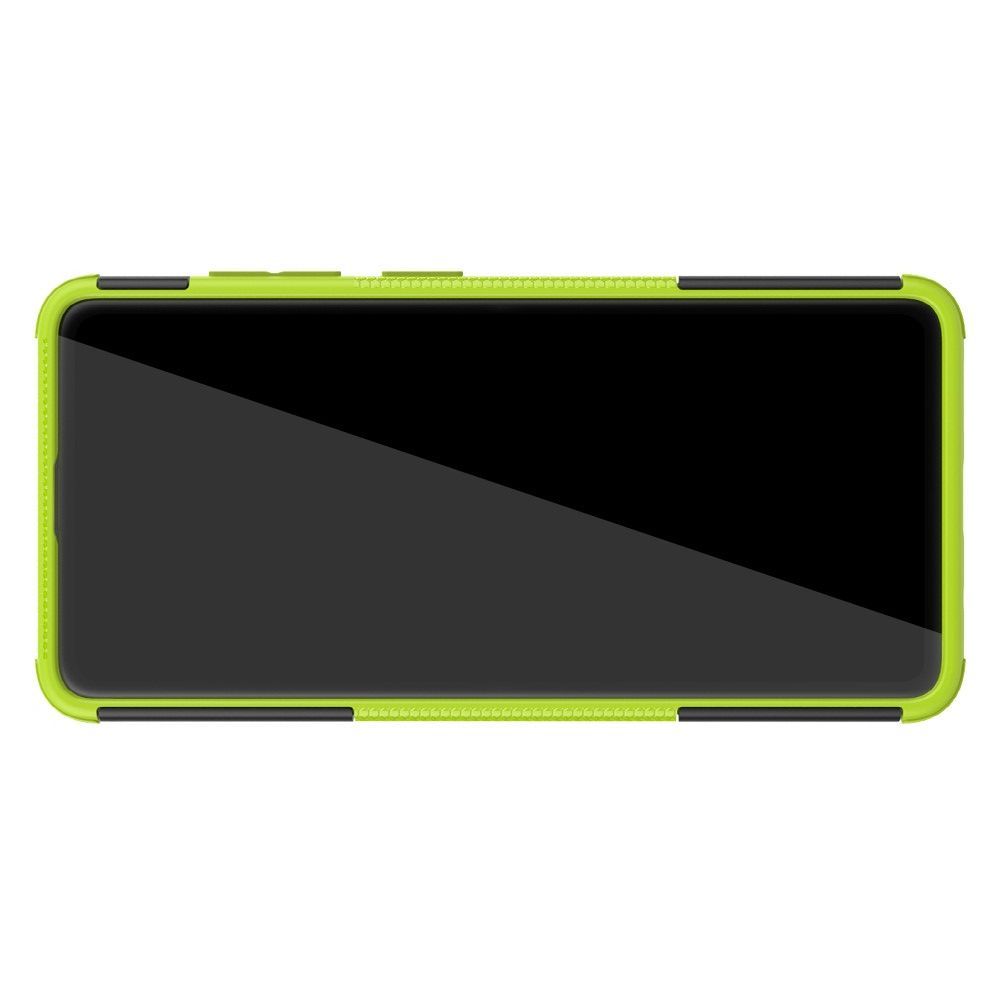 Двухкомпонентный Противоскользящий Гибридный Противоударный Чехол для Samsung Galaxy A51 с Подставкой Зеленый
