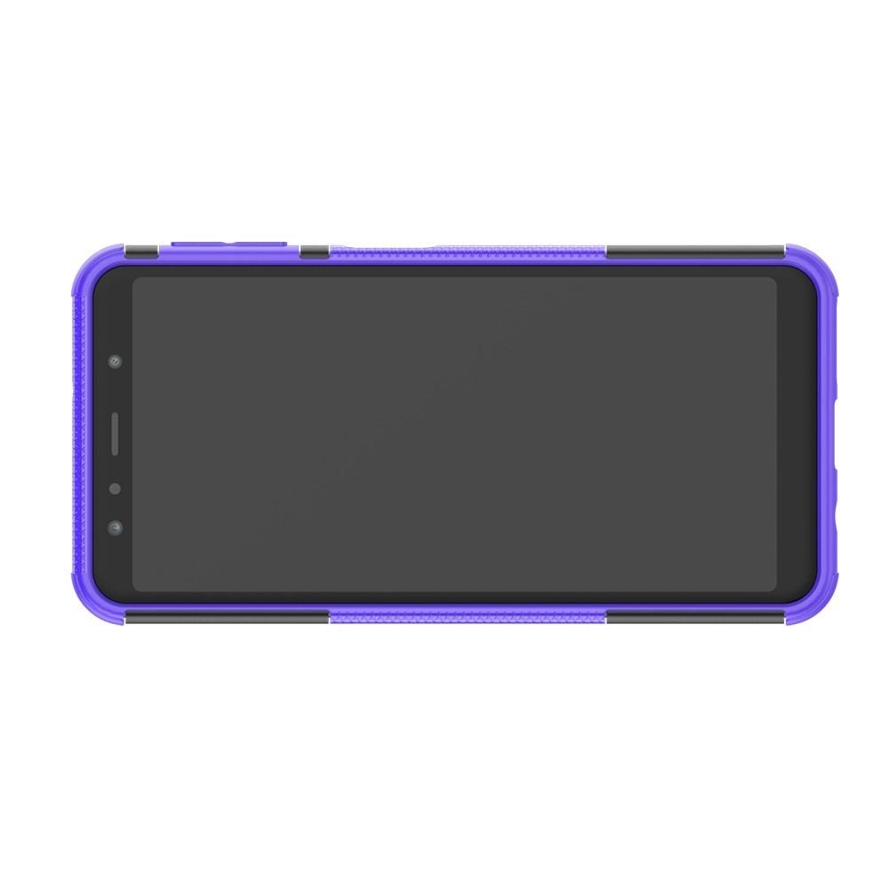 Двухкомпонентный Противоскользящий Гибридный Противоударный Чехол для Samsung Galaxy A7 2018 SM-A750 с Подставкой Фиолетовый