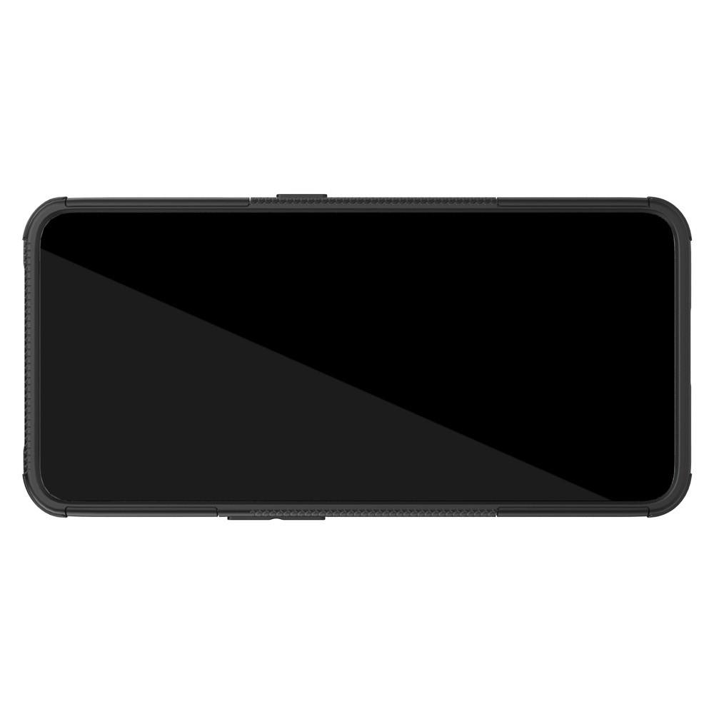 Двухкомпонентный Противоскользящий Гибридный Противоударный Чехол для Samsung Galaxy A80 / A90 с Подставкой Черный