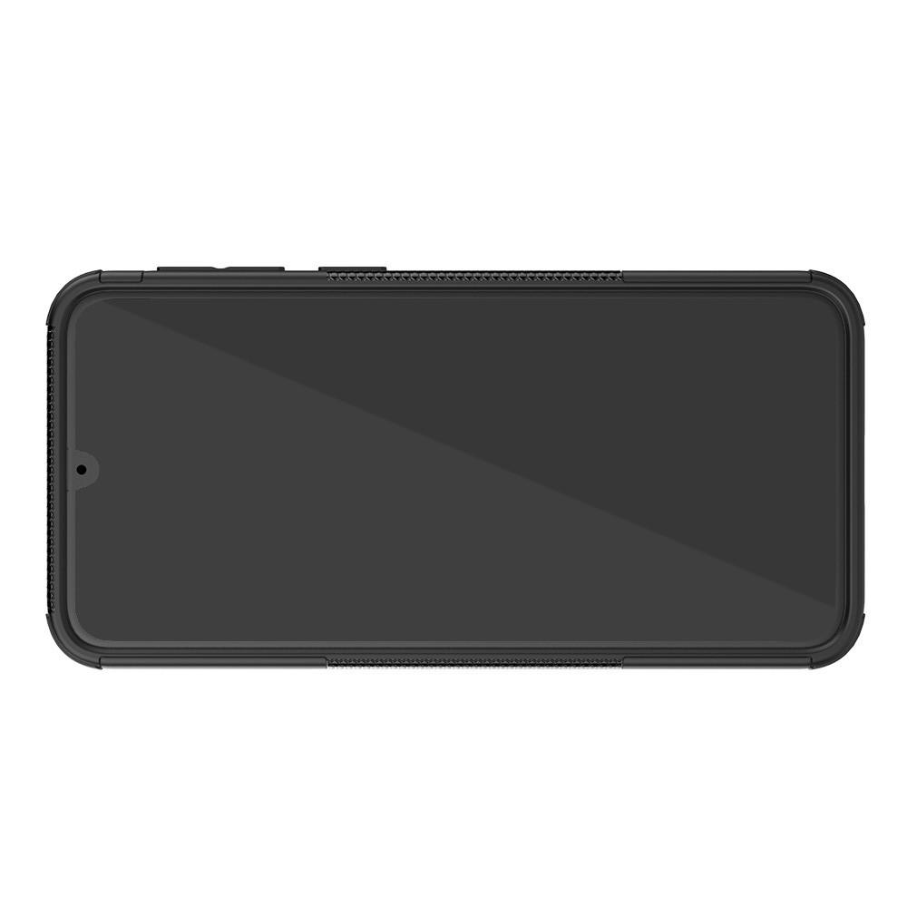 Двухкомпонентный Противоскользящий Гибридный Противоударный Чехол для Samsung Galaxy M30 с Подставкой Черный