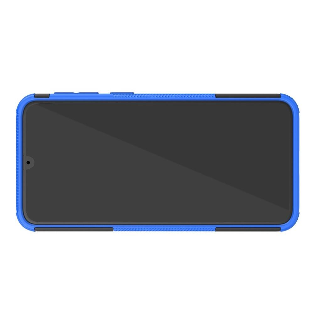 Двухкомпонентный Противоскользящий Гибридный Противоударный Чехол для Samsung Galaxy M30 с Подставкой Синий